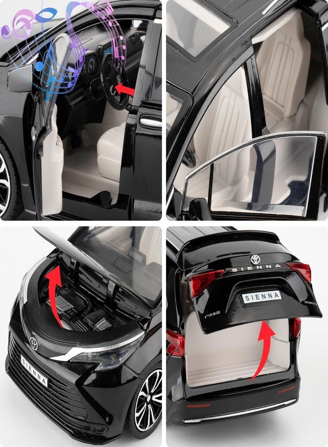 BDTCTK 1:24 Compatible for Sienna Car Model, Pull Back Diecast Toy Car with Sounds＆Lights for Kids Boys Girls and Adults, Gift Black. - Image 5